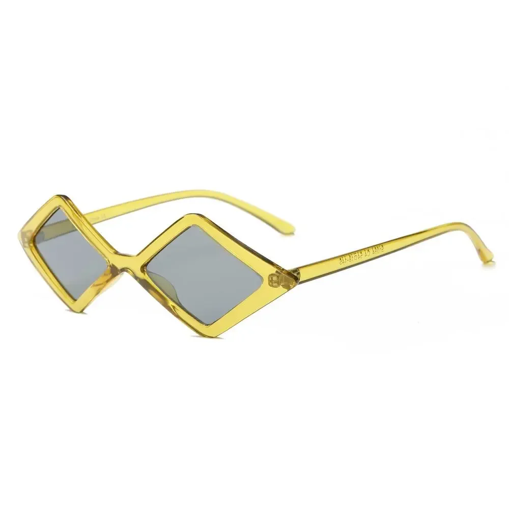 Kiss Womens Yellow Diamond Sunglasses Geometric Pointed Gray Lens